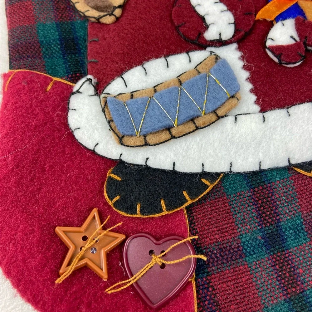 Vintage Pima Creations Inc. Christmas stocking felt quilted Santa Claus